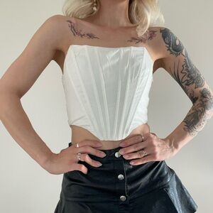 White corset top with zipper